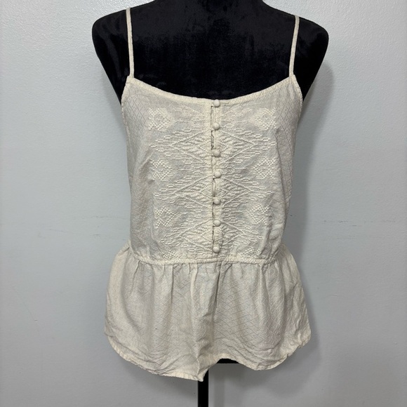 Arizona Jeans Boho Beige Y2K Embroidered Cropped Spaghetti Strap Top Size L - Picture 3 of 6